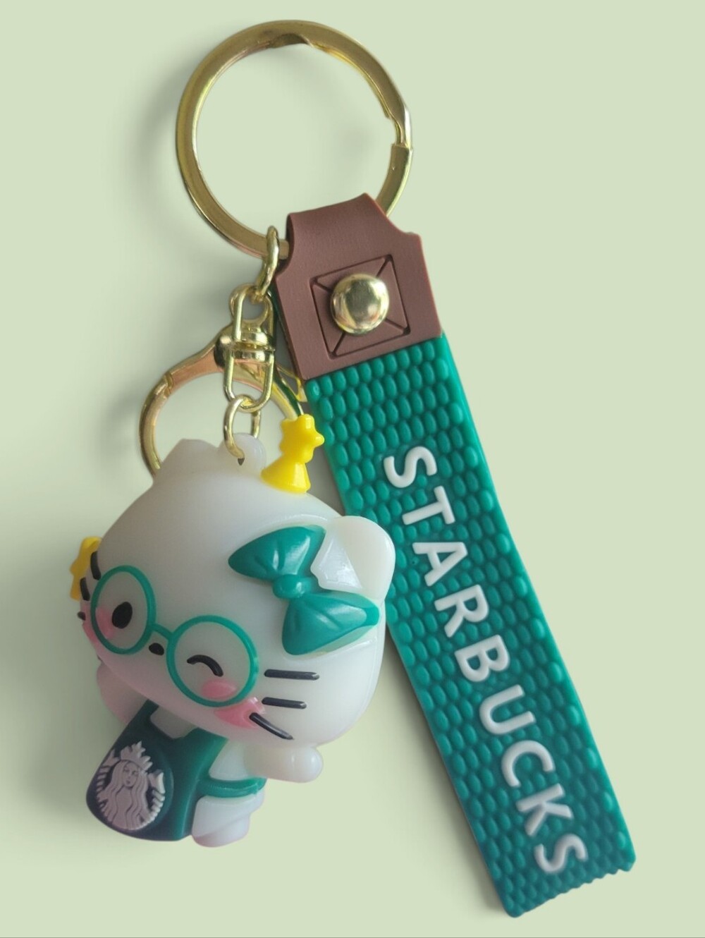 Starbucks Hello Kitty Charm Keychain with Gold Ring